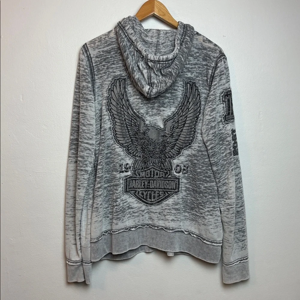 Harley-Davidson‎ Women’s Gray Full-Zip Burnout Hoodie XL Motorbike